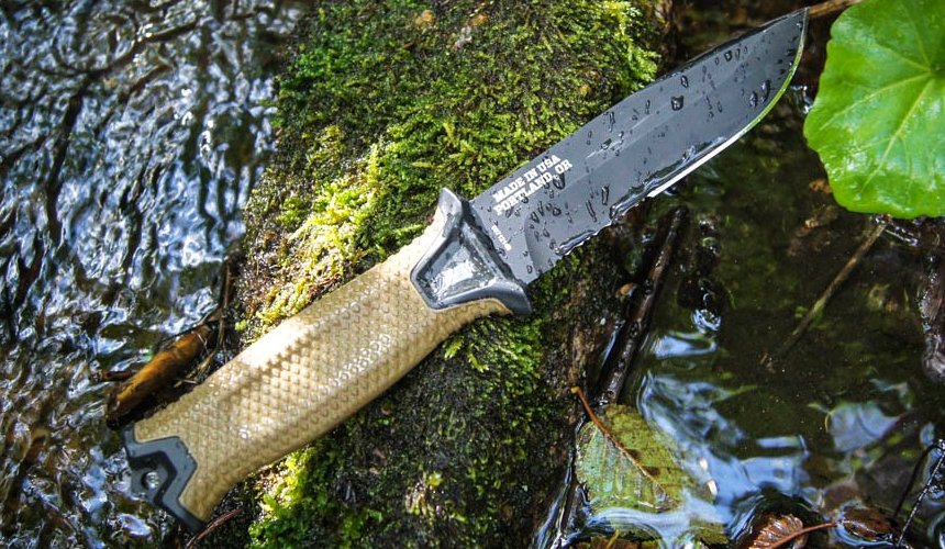 Il coltello survival Gerber Strongarm con lama in acciaio 420HC parzialmente seghettata, 100% made in USA, è diventato in brevissimo tempo un assoluto bestseller